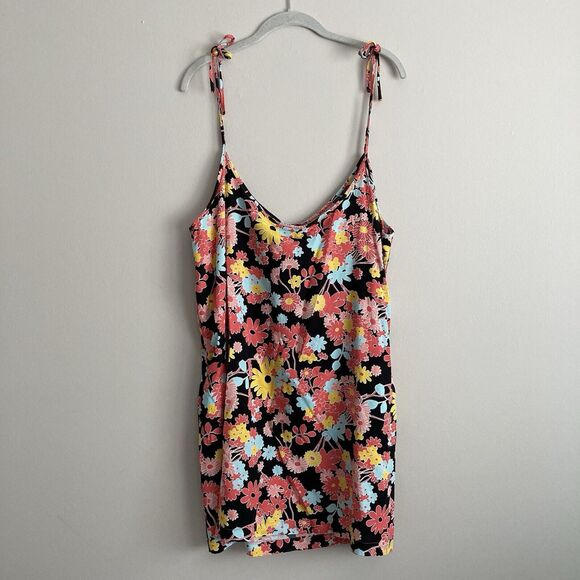 Modcloth Womens Black Floral Retro Tie Strap Tank Dress Casual Bohemian Size XL - Picture 6 of 9